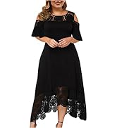 Womens Plus Size Dresses 2022 Wedding Guest Prom Maxi Dress Elegant Cold Shoulder Dress Stylish L...
