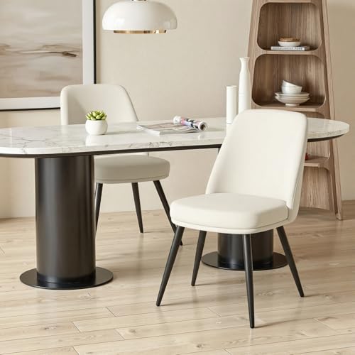 Juego de 2 sillas de comedor de terciopelo suave con asiento de 10 cm de grosor, respaldo de apoyo, patas de metal resistentes, muebles modernos de cocina y comedor