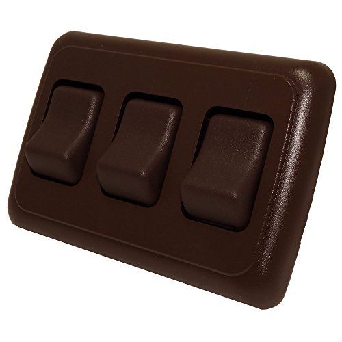 American Technology Components Triple SPST On-Off Switch with Bezel, 12-Volt, for RV, Trailer, Camper (Brown)