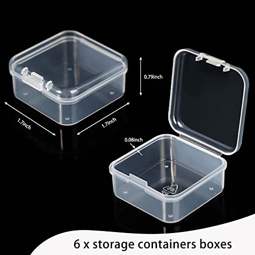 Image of Jetec 18 Pieces Mini Plastic Clear Beads Storage Containers Box for Collecting Small Items, Beads, Jewelry, Business Cards, Game Pieces, Crafts (1.7 x 1.7 x 0.8 Inch)