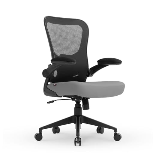 Cadeira Escritorio Ergonomica e Confortável DT3 Vita com revestimento Mesh Spandex+Tecido Softex, braço retrátil até 90º,Espuma Injetada, Certificada NR-17(Grey)