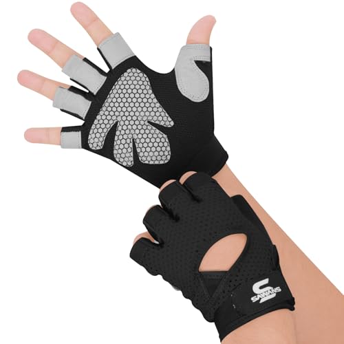 SAWANS Gym Gloves for Men & Women Ladies Weight Lifting Gloves Fitness Workout Breathable Training Non-Slip Grip Silicone Palm Protection Exercise Snug fit Hanging Pull-Ups Dumbbell - Image 3