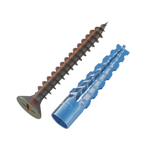 ZUYUEE 120PCS 5-16×1-5/16 in Screws and Wall Plugs Set,Concrete Anchors Wall Plugs for Brick