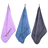 Puomue 3 Pack Microfiber Gym Towels, 30 Inch X 14 Inch, Ultra Soft and Quick-Drying Towels for Fitness, Sports, Yoga, Cycling and Workout. Grey, Blue and Purple