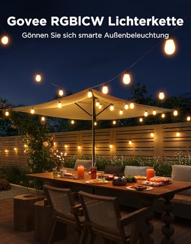 Govee Lichterkette Außen 30M, RGBICW 65lm pro LED, App&WiFi Steuerung,IP66 – Ansicht 4