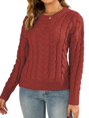 Image of ZAFUL Womens Oversized Sweaters 2025 Cable Knit Chunky Sweater Long Sleeve Crewneck Pullover Loose Outfits