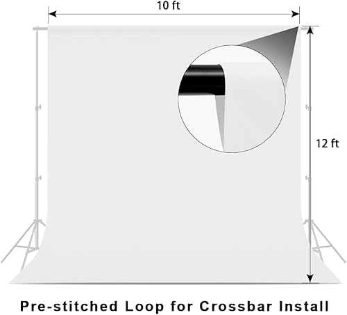 Miniatura 3 de Fondo blanco de 10 x 12 pies para fotografía, fondo blanco LCUIRC para fotografía, pantalla blanca de poliéster con 4 abrazaderas para sesión de