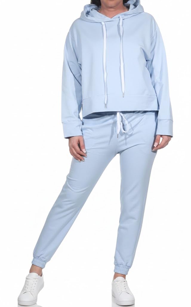 Damen Jogginganzug Zweiteiler für Freizeit und Sport Trainingsanzug Hausanzug Hoodie und Hose 83991