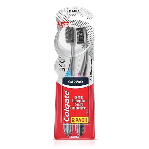 COLGATE Escova Dental Colgate 360º Preto Pacote Com 2 Unidades