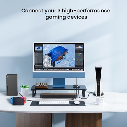 Image of HDMI 2.1 Switch 3 in 1 Out, 4K@120Hz 8K@60Hz 48Gbps w / 2.6ft 8K HDMI Cable | HDMI Splitter Switch Supports HDR10+, ALLM, VRR, Dolby, 3D and HDCP2.3, Compatible with PS5, PS4, Xbox, TV and Projector