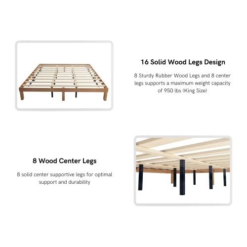 Homsof King Size Solid Wood Platform Bed, No Box Spring Needed, Strong Wood Slat Support, Easy Assembly #TOP7