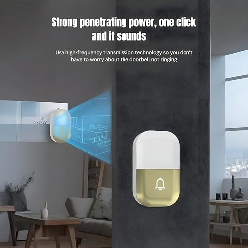 Image of Ash & Roh Digital Smart Wireless Door Bell Waterproof with Receivers 200m Range Colorful Lights Easy Plug & Play Installation Perfect for House, Villa, Office & Shops (White Two Bell One Receivers)
