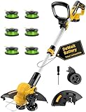 Cordless Weed Wacker, for Dewalt 20V Battery, 3 in 1 Battery Powered Weed Eater & Edger & Mower with Auto Line Feed, 20000 RPM 12 Inch Brushless Grass Trimmer, 6 Line Spools String Trimmer for Lawn