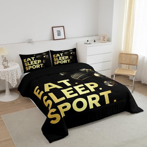 Image of Feelyou Basketball Soccer Bedding Set Full Size for Kids Teens