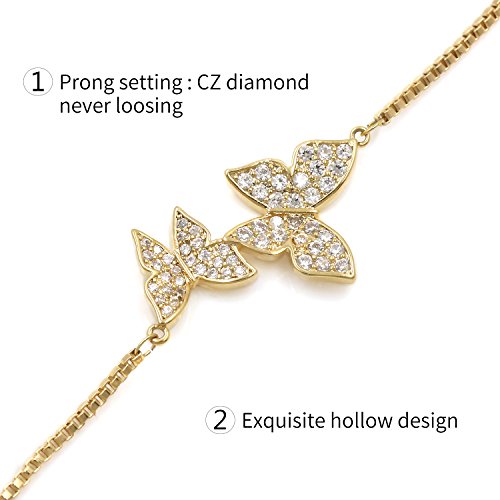 WeimanJewelry Love Gift Cubic Zirconia CZ Bridal Butterfly Adjustable Bracelet for Women3