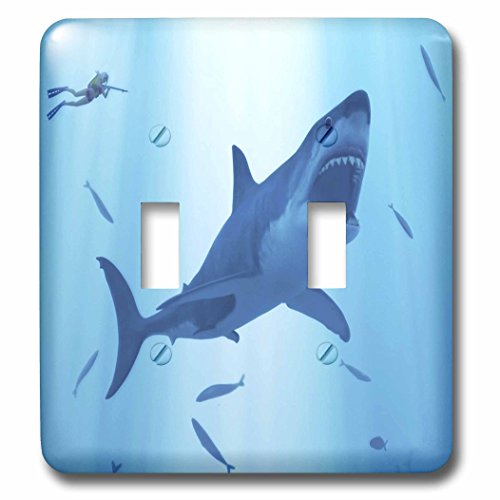 Interrupteur à baïonnette blanc 3dRose LSP_55205_2 White Shark pour décoration murale