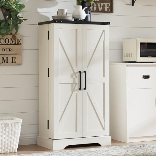 ACCOHOHO 47" Kitchen Pantry, Farmhouse Storage Cabinet with Barn ...