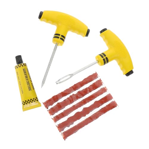 DECHOUS 1Set Tubeless Tire Repair Kit Puncture Repair Tools with Sturdy Strips and Glue for Cars Motorcycles Atvs Easy to Use for Seamless Tire Maintenance