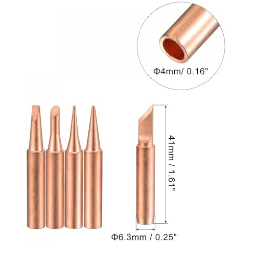 Image of Set of 5 Pcs Pure Copper Soldering Iron Bit Set with 2 Pcs. Flux RMA-223 10cc and 2 Pcs 5Gram Rosin Paste Tip Suitable For Model 936, 937, 907 900M-T (K /IS /SK /3C /I)