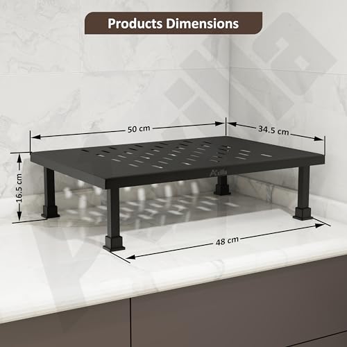 Image of Microwave Oven Stand for Kitchen Platform /Heavy Duty Metal Microwave Stand /Kitchen Countertop Storage Rack for Oven, OTG & Appliances (Black)