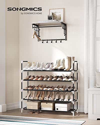 Image of SONGMICS 5-Tier Shoe Rack, Shoe Storage for Hallway Closet, Slim and Space-Saving, Metal Frame, Non-Woven Fabric Shelves, Black ULSH55H