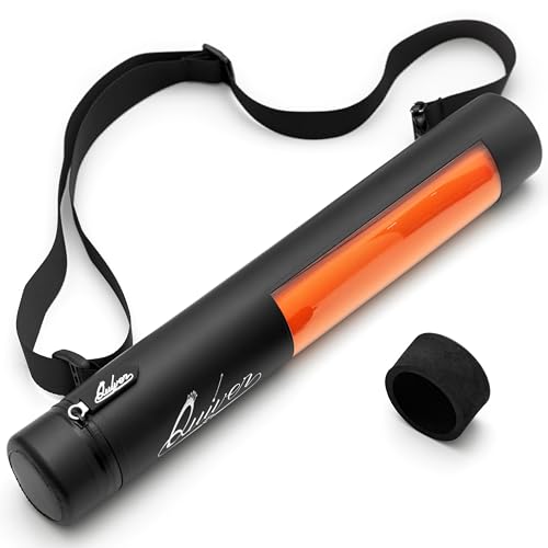 Quiver Time Black XL Orion Playmat Tube - TCG Playmat Tube Case with Waterproof Zipper Hidden Dice Pocket Adjustable Removable Shoulder Strap See-Through Window Fits 14 and 15 playmats