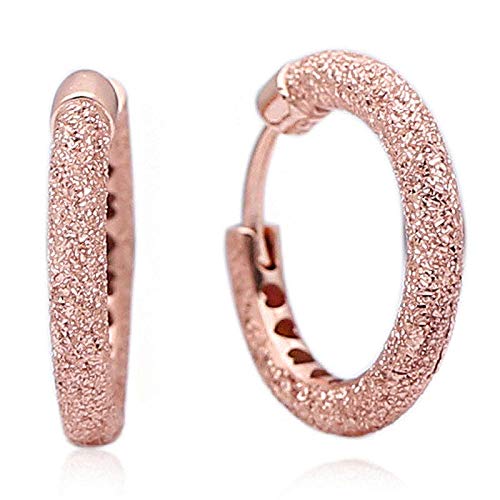 DJMJHGAuthentic 925 Sterling Silver Earring Rose Matte Brilliance Earring Hoops For Women Wedding Gift Fine Jewelry
