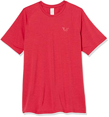 Amazon Brand - Peak Velocity Men's VXE Short Sleeve Quick-dry Loose-Fit T-Shirt, Threshold Red Heather, Large