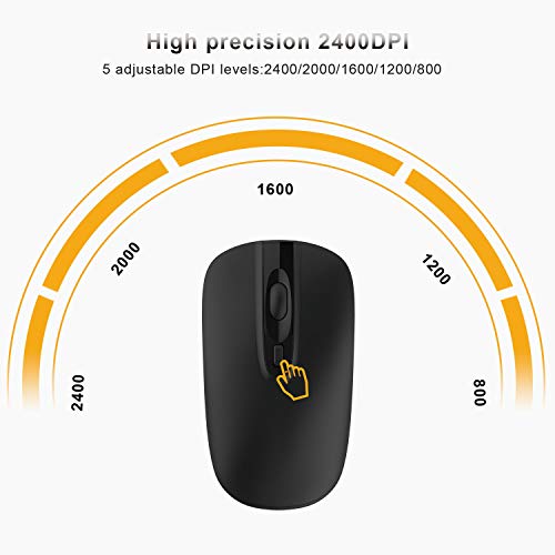 Image of cimetech Wireless Mouse, Rechargeable 2.4G Slim Quiet Mouse with USB Nano Receiver, 5 Adjustable DPI 2400 /2000 /1600 /1200 /800 - Black
