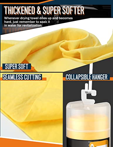Idemeet 26"X17" Absorbent Car Drying Towels, Chamois Cloths, Car Shammy Towel Cleaner Reusable Chamois Shammy For Car, Bathroom, Pet, No Spots Scratch-Free, Yellow #TOP1