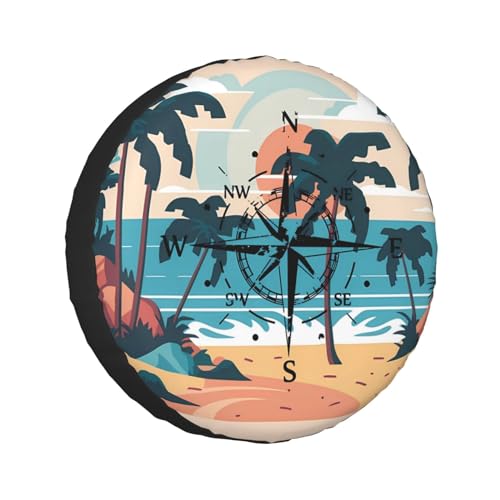 Image of Beach Sunset Print Spare Tire Cover Wheel Protectors Tyre Covers Weatherproof Wheel Covers Universal Fit for Trailer Rv SUV Truck Camper Travel Trailers 16 inch