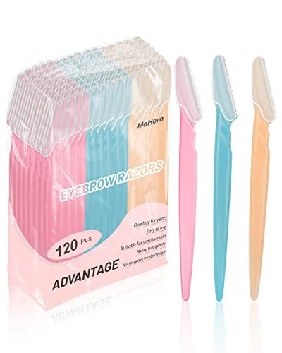 MoHern Eyebrow Razor for Women, 120 Pcs Dermaplaning Tool for Face Professional, Face Razor for Women Facial Hair Remover