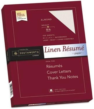 100% Cotton Linen Resume Paper, 32lb, 8 1/2 x 11, Almond, 100 Sheets