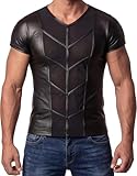 Latex ähnlcihes Herren Wetllook Shirt mit Mesh Einsätzen (mesh_02, XXL)