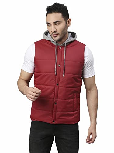 Image of Dennis Lingo Color Block Polyester Regular Fit Full Sleeves Men's Hooded Puffer Jacket with 2 Pockets - Lightweight Casual Winterwear for Men
