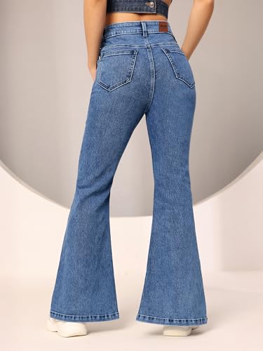 Image of Dolce Crudo Boot Cut High Rise Cropped Jeans for Women