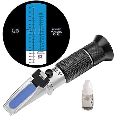 TRZ Refractometer Honey 10-32% Water Honey 58-90% Brix Sugar Baume for Beekeeping, Honey, Condensed Milk, Sugar Syrup, Fruit jam, Hamh Optics&Tools Cover