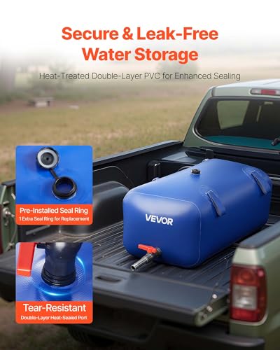 Image of VEVOR Water Storage Bladder 30 Gallon Large Capacity Water Bag, Portable & Collapsible Soft Waters Container, Leakproof & Tear-Resistant PVC Emergency Waters Storage Tank for RV Truck & Outdoor Use