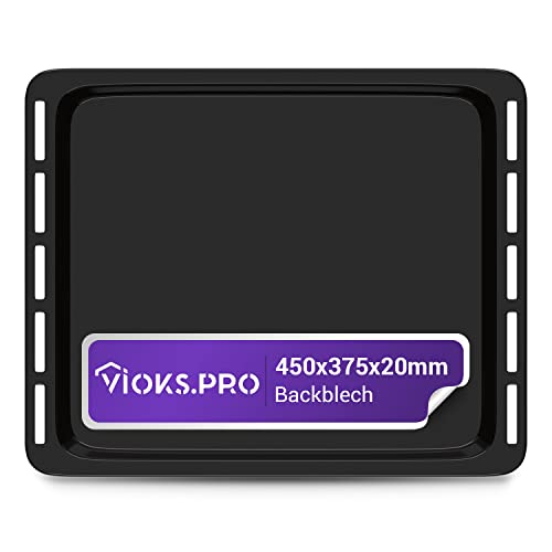 Vioks.pro Backblech emailliert 450x375x20mm Ersatz für Whirlpool 481010657929 Backofen Tief - Backblech 45x37, Fettpfanne Backofen Blech Ofen