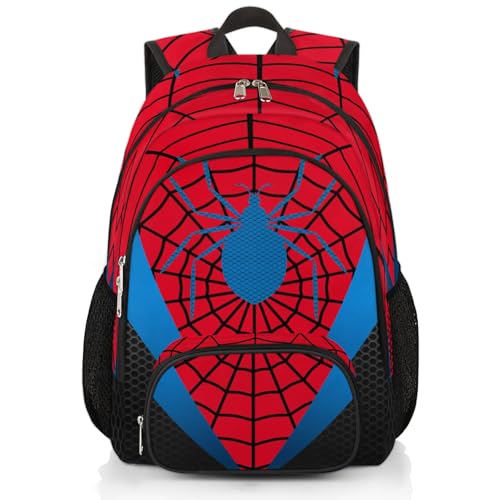 Kids Backpacks for Boys Girls | Red Spider Web School Bag Lightweight Waterproof Bookbags for Primary, Kindergarten, Elementary Back to School Children 16.7 Inch