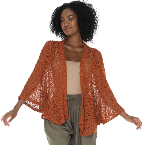 SHU-SHI Lightweight Open Front Cardigan for Women Hollow Out Sweater Knitted Poncho Batwing Loose Popcorn Shawl Boho Wrap2