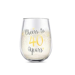 Yalucky Golden Stemless Weingläser, Cheers zu 30th, 40th, 50th Geburtstag Geschenke für Männer Frauen, Party, Hochzeit…