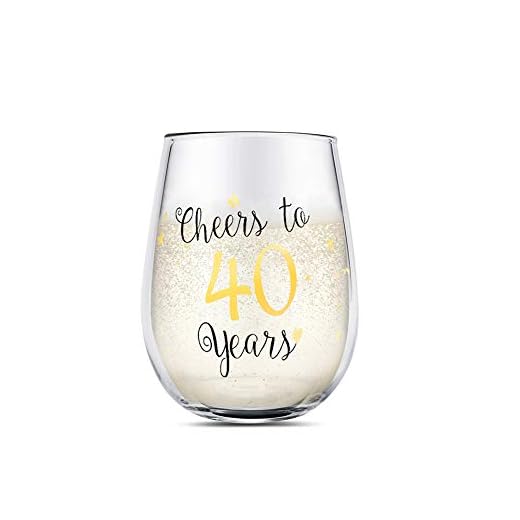 Cheer to 40 Jahre | Geburtstag Stemless | Weinglas Geburtstag