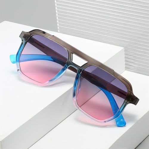 Lunettes de soleil noires oversize MUTYNE à double pont chic - 3