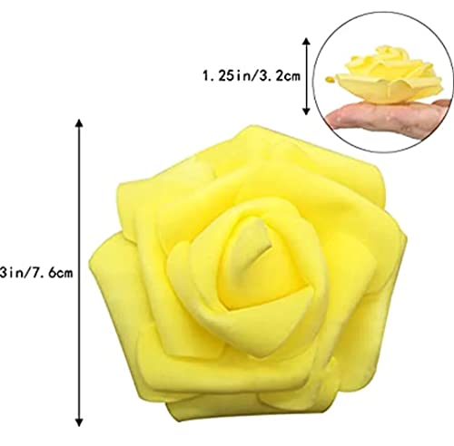 Image of VRB Dec 24 pcs Rose Artificial Flowers for Decoration,Artificial Flower,Flower for Hair Styling,Flower for Pooja, for Home Decor,Diwali. (24pcs - Yellow Big Foam Rose)