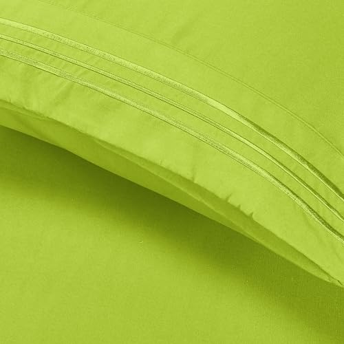 Image of Elegant Comfort Luxury Ultra-Soft 2-Piece Pillowcase Set 1500 Thread Count Egyptian Quality Microfiber Double Brushed-100% Hypoallergenic-Wrinkle Resistant, Standard /Queen Size, Lime
