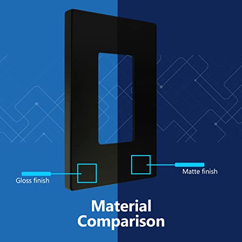 Lider Decorator Wall Plate, Temperature And Impact Resistant Ul Listed, Polycarbonate Thermoplastic, Matte Finish, Screwless Switch Cover For Modern Decoration, Mid-Size 1-Gang 4.88" X 3.11", Black #TOP2