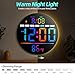 Jassurance 8in Round Digital Wall Clock, RGB Color Display, Auto DST, Temperature, Alarm Clocks for Living Room, Bedroom, Office, Classroom, Gym Countdown Timer