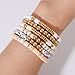 GOOJIDS Surfer Heishi Clay Bead Bracelets for Women Bohemian Stackable Gold Plated Beaded Stretch Bracelets Elastic Layering Friendship Bracelets Set Boho Jewelry (T-MixWhite Set)