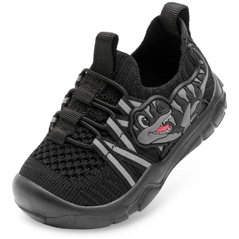 FEETCITY Toddler Boys Shoes Wide Toddler Shoes Infant Walking Shoes Lightweight Kids Slip On Shoes Toddler Girls Sneakers Size 5 Black Cover